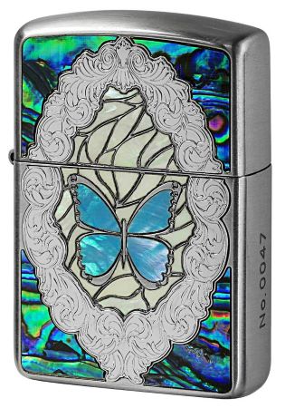 【ZIPPO】ジッポー：Butterfly and Rose BL Antique Nickel