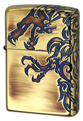 【ZIPPO】ジッポー：Stream Dragon(A)/真鍮いぶし インナー金色