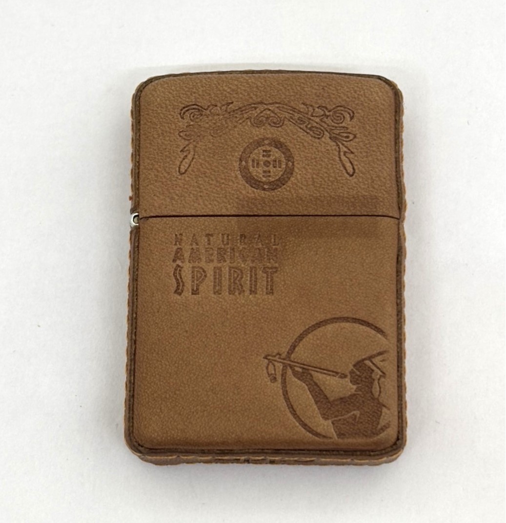 【ZIPPO】ジッポー：2004年製 新品 アメリカンスピリッツ 革貼り ヤケ有