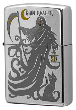 【ZIPPO】ジッポー：2BK-GRIM/黒ニッケルメッキ プリント仕上げ