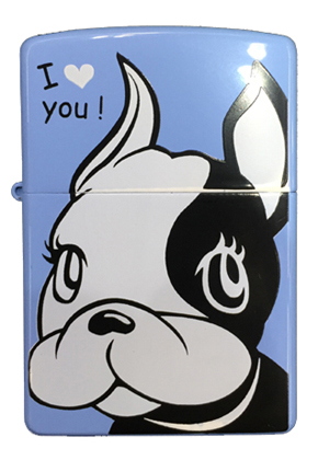 【ZIPPO】ジッポー：2BL-DOG1/フレンチブルドッグ ブルー 犬 3面加工