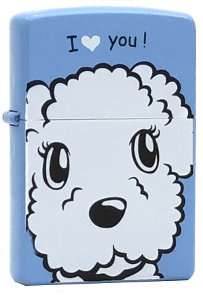 【ZIPPO】ジッポー：2BL-DOG3/トイプードル ブルー 犬 3面加工