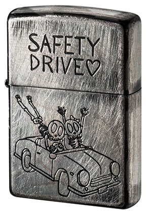 【ZIPPO】ジッポー：2UDS-DRIVE/FUNNY SKULL(交通安全)