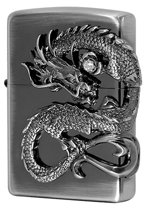 zippo☆3面加工☆龍と鳳凰☆アンティークシルバー☆ジッポ ライター