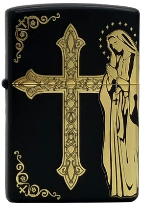 【ZIPPO】ジッポー：MARIA&CROSS GD/2面加工