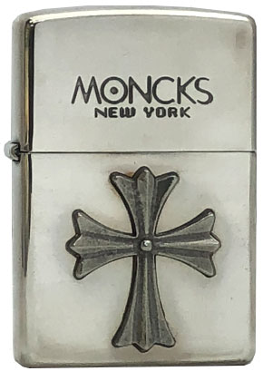 【ZIPPO】ジッポー：MONCKS クロス(シルバーポリッシュ)/1998年製