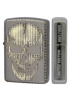 【ZIPPO】ジッポー：SKULL STUDS(B)/ブラス＆ブラックニッケル アーマー