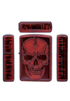 【ZIPPO】ジッポー：SKULL STUDS(R)/レッド＆ルビーブラック アーマー