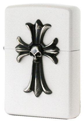 【ZIPPO】ジッポー：SKULL CROSS(B)/White