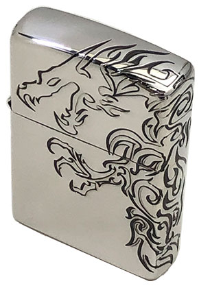 ZIPPO】ジッポー：Stream Dragon(B)/Silver Oxidized G・tank