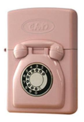 【ZIPPO】ジッポー：黒電話メタル/ピンク
