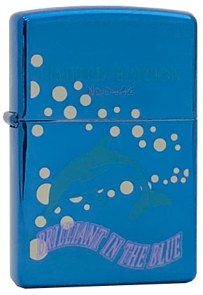 【ZIPPO】ジッポー：BRILLIANT IN THE BLUE イルカ 限定 1998年製/携帯灰皿付き