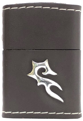 【ZIPPO】ジッポー：革巻きメタル/トライバル