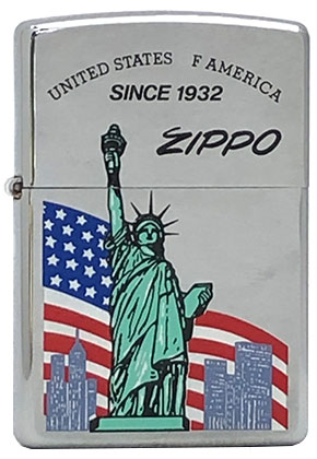 zippo☆オールド メタル☆フリント＆自由の女神＆ロゴ☆ジッポ ライター