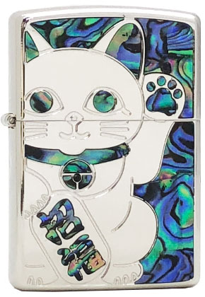 【ZIPPO】ジッポー：シェル ラッキーキャット SV/両面加工