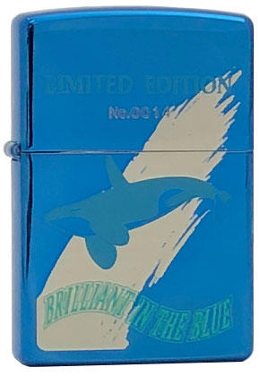 【ZIPPO】ジッポー：BRILLIANT IN THE BLUE シャチ 限定 1998年製/携帯灰皿付き