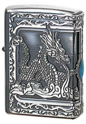 【ZIPPO】ジッポー：ZP 三面龍サイドエポ(3面連続メタル貼り)/SVイブシ